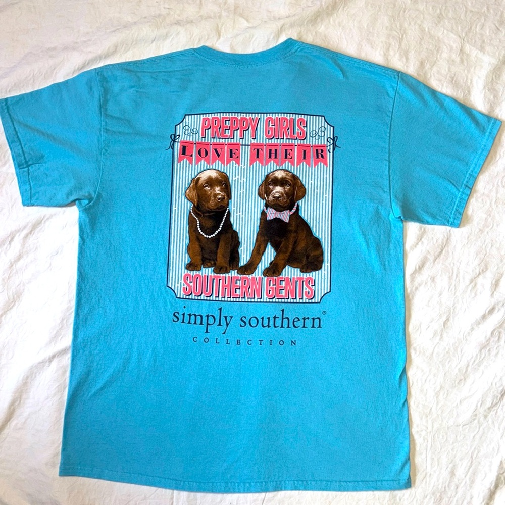 Simply Southern Chocolate Lab Prep T-Shirt, Short Sleeve, Large, EUC, 100% Cot…